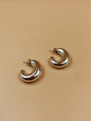 Featherlight Puffy Hoops in Silver Tone