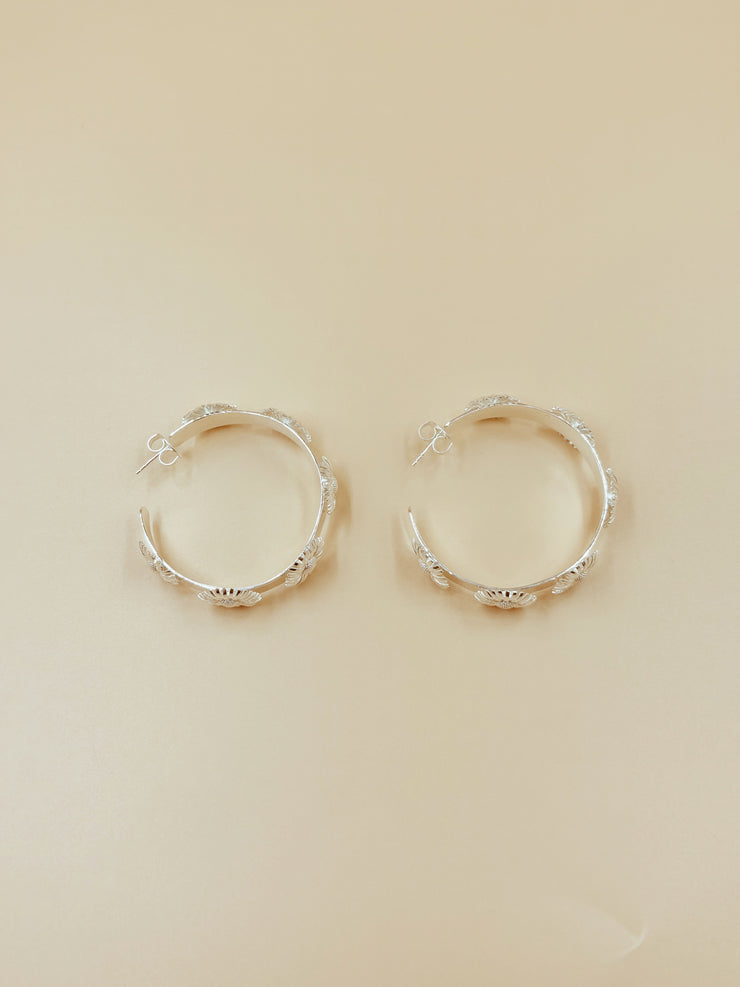 Little Daisy Metal Hoops in Silver Tone