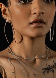 Modernist Abstract Oblong Hoops in Silver
