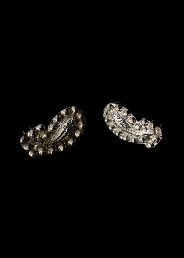 The Medieval Fish mis-matched Ear Climber in Silver Tone