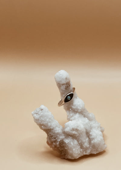 Little Evil Eye Signet Ring in Silver Tone