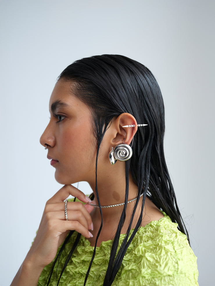 Retrospect Studs in Silver Tone