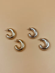 Featherlight Puffy Hoops in Gold Tone