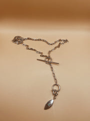Big Evil Eye Charm with Korean Lock in Silver Tone