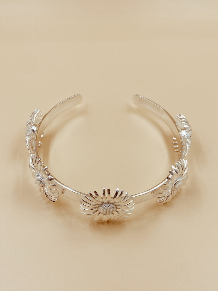 Poetry Daisy Metal Choker in Silver Tone