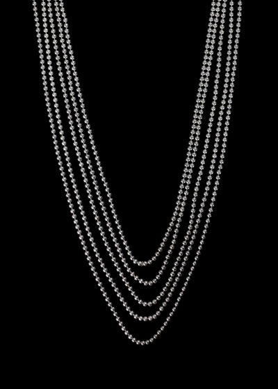 Amira Fallingwater Five Layered Necklace in Silver Tone