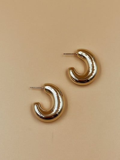 Featherlight Puffy Hoops in Gold Tone