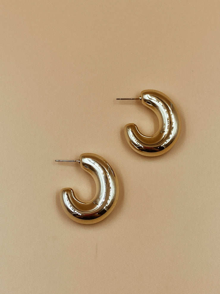 Featherlight Puffy Hoops in Gold Tone