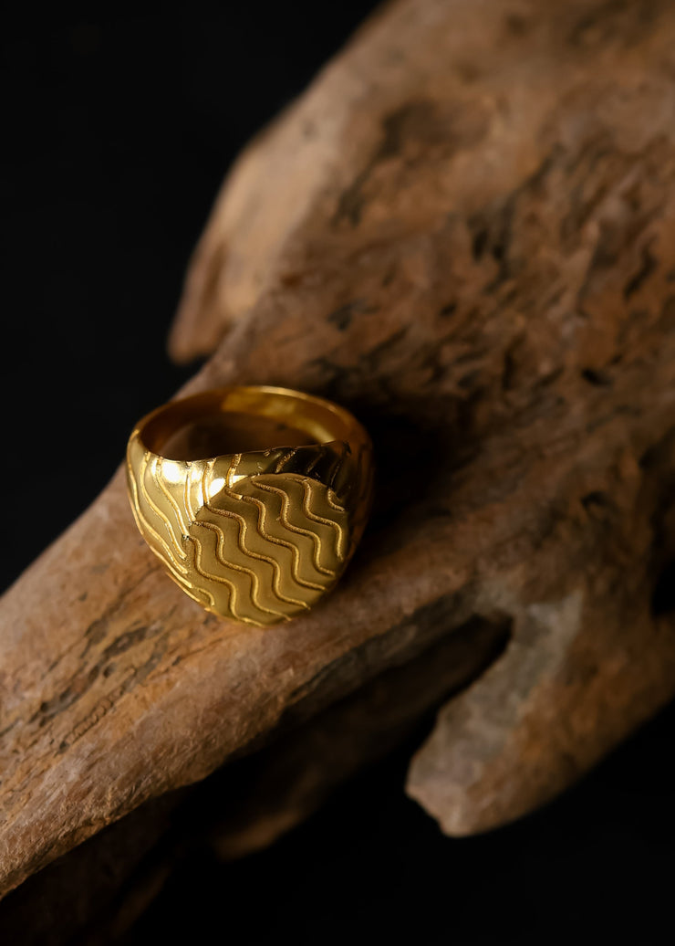 Transcendent Wind Signet Ring in Gold Tone