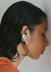 Triple Line Pyramid Hoops in Silver Tone