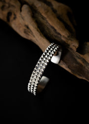 Triple Line Pyramid Wrist Cuff in Silver Tone