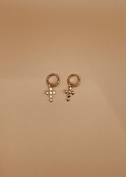 Mini Dori Cross Huggie Drops in Gold