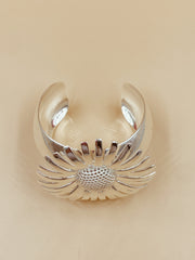 Daisy Bloom Cuff in Silver Tone