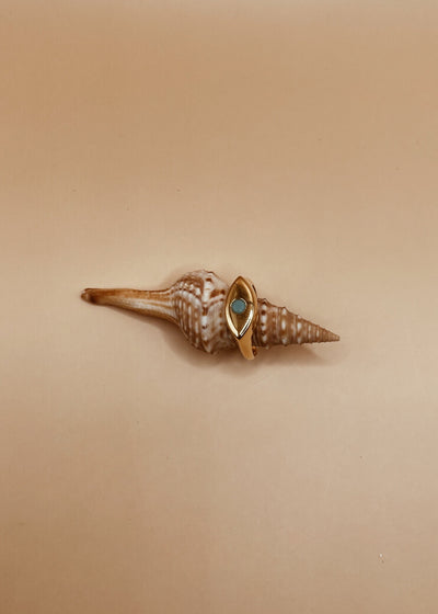 Little Evil Eye Signet Ring in Gold Tone