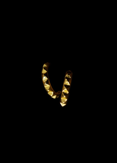 Single Line Pyramid Hoops in Gold Tone