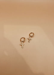 Mini Dori Cross Huggie Drops in Gold