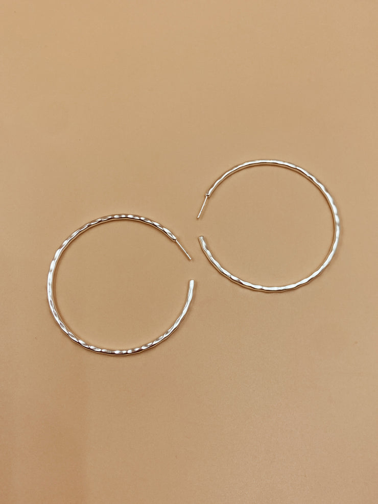 Big Sliced Tycho Hoops in Silver Tone