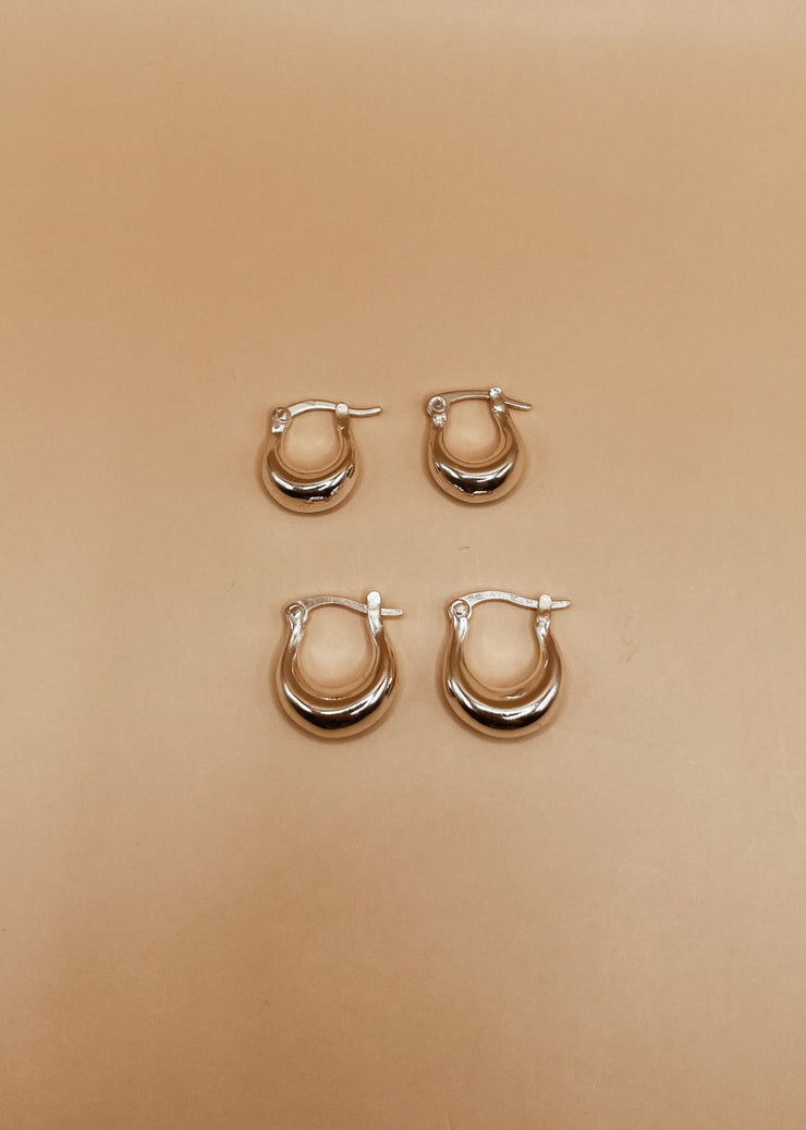 Mini Nazia Hoops in Silver Tone