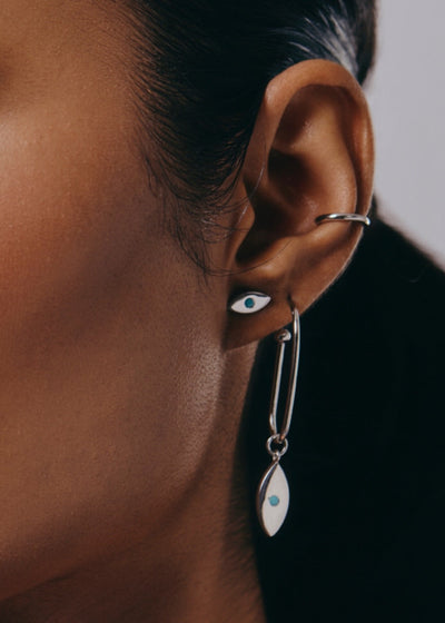 Mini Evil Eye Charm in Silver Tone