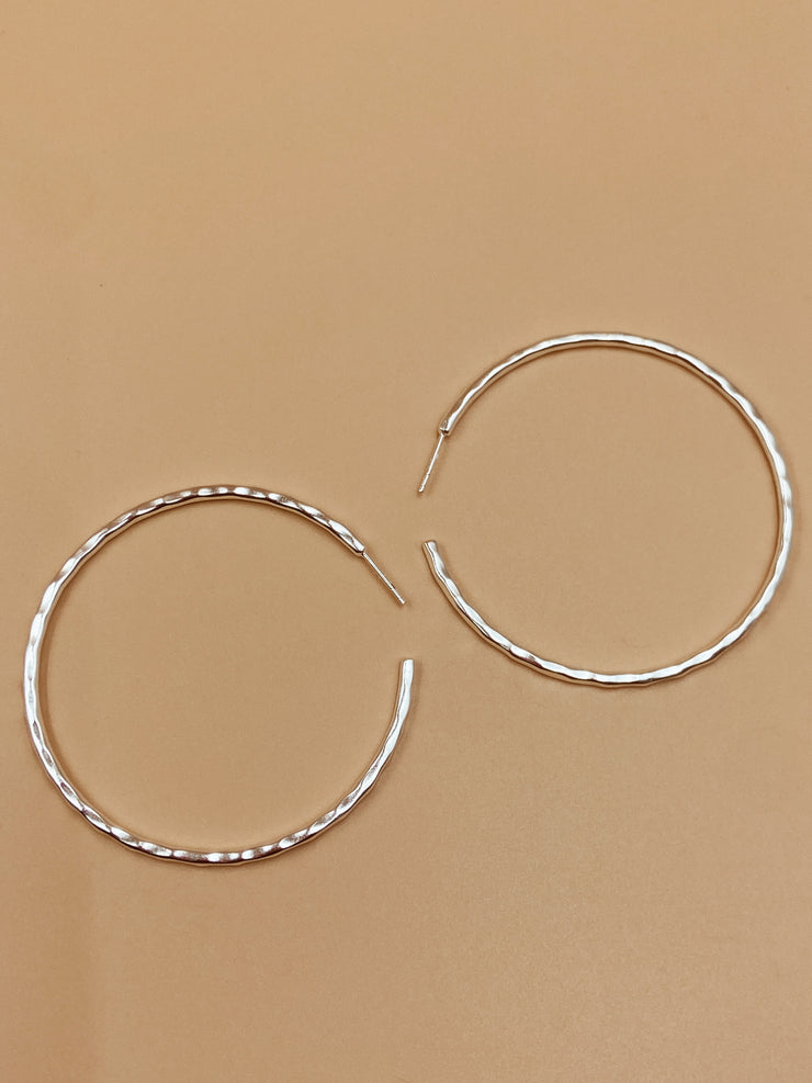 Big Sliced Tycho Hoops in Silver Tone