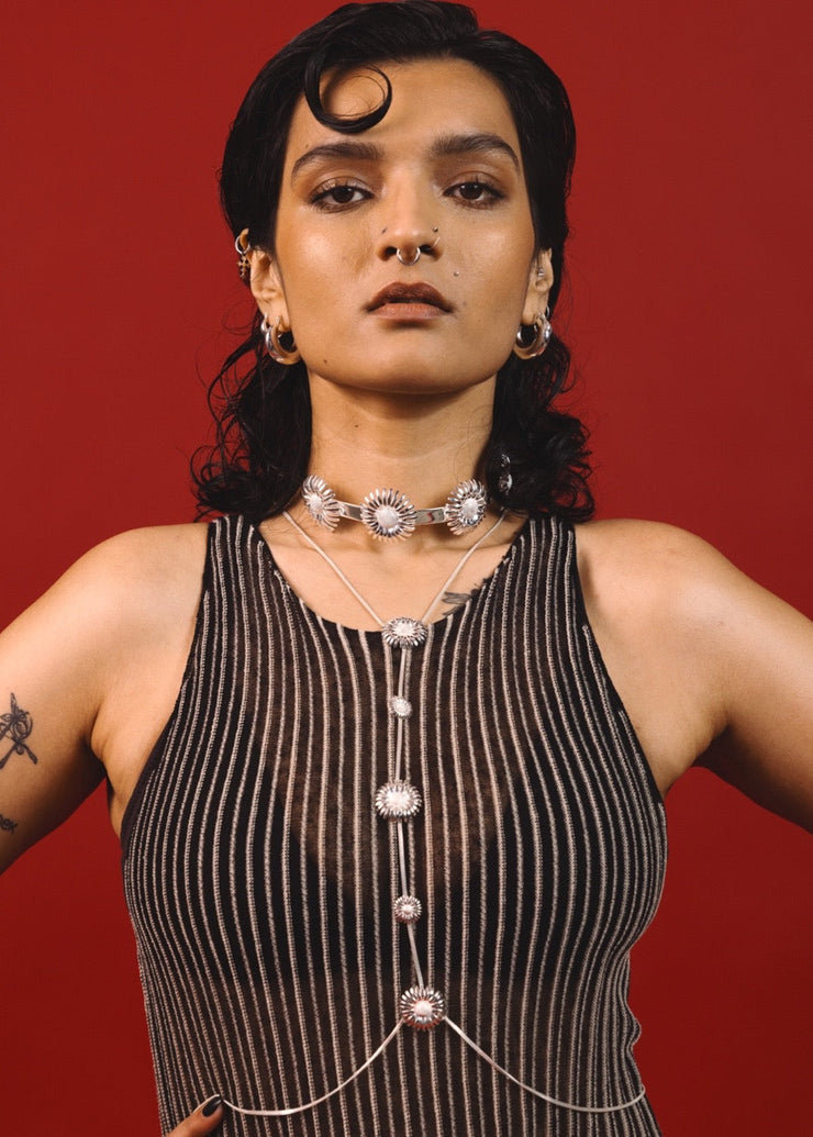 Daisy Bodychain in Silver Tone