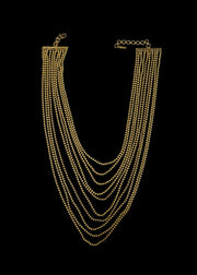 Amira Fallingwater Ten Layered Necklace in Gold Tone