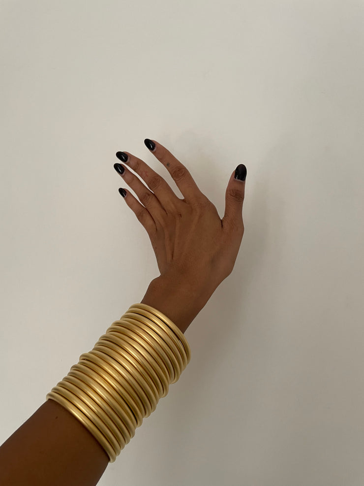 Roundabout Chimbai Bangle in Matte Gold