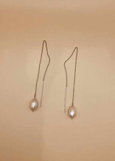 Cloud Pearl Threader Earrings Silver