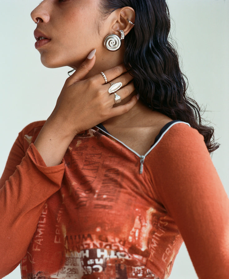 Bravura Ring in Silver Tone