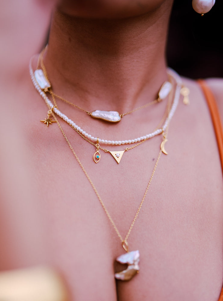 Hail Pearl Dot Triangle Necklace