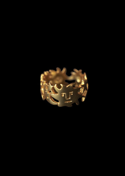 Ciel Moon & Stars Ring in Gold Tone