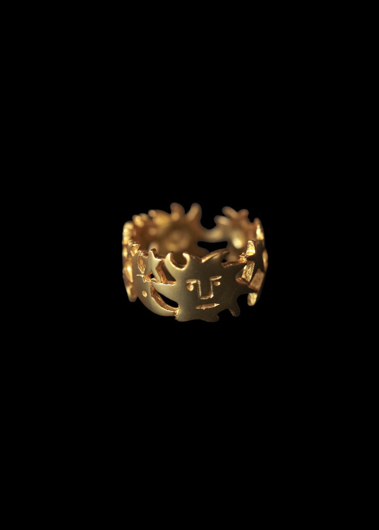 Ciel Moon & Stars Ring in Gold Tone