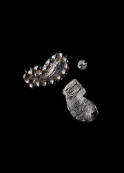 The Medieval Fish mis-matched Ear Climber in Silver Tone