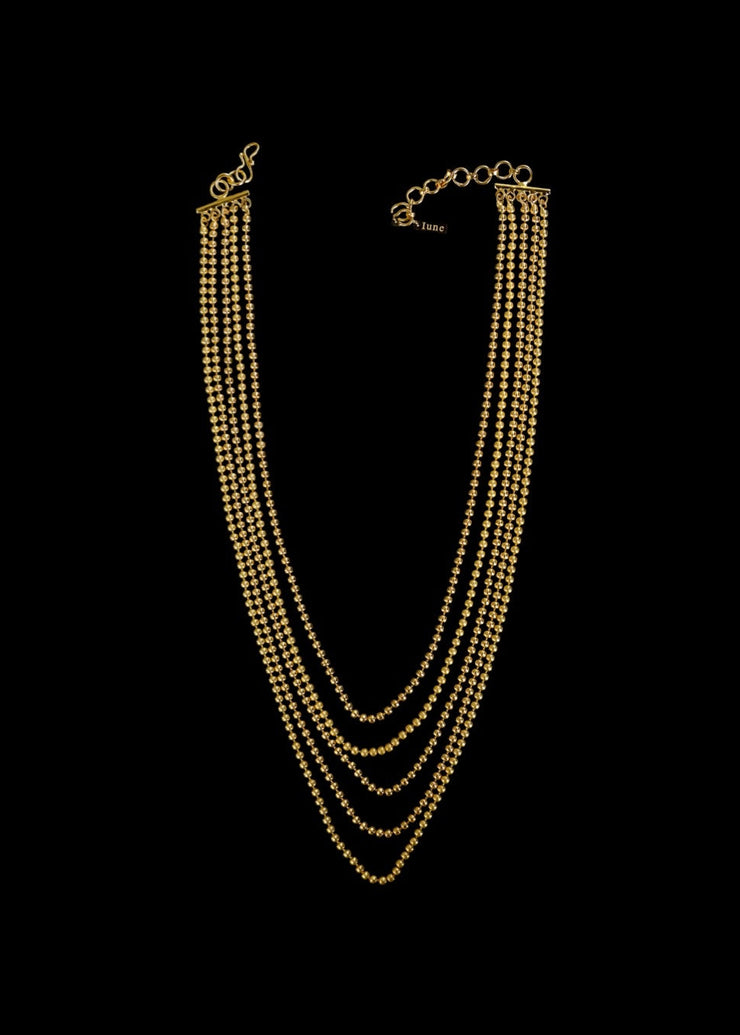 Amira Fallingwater Five Layered Necklace in Gold Tone