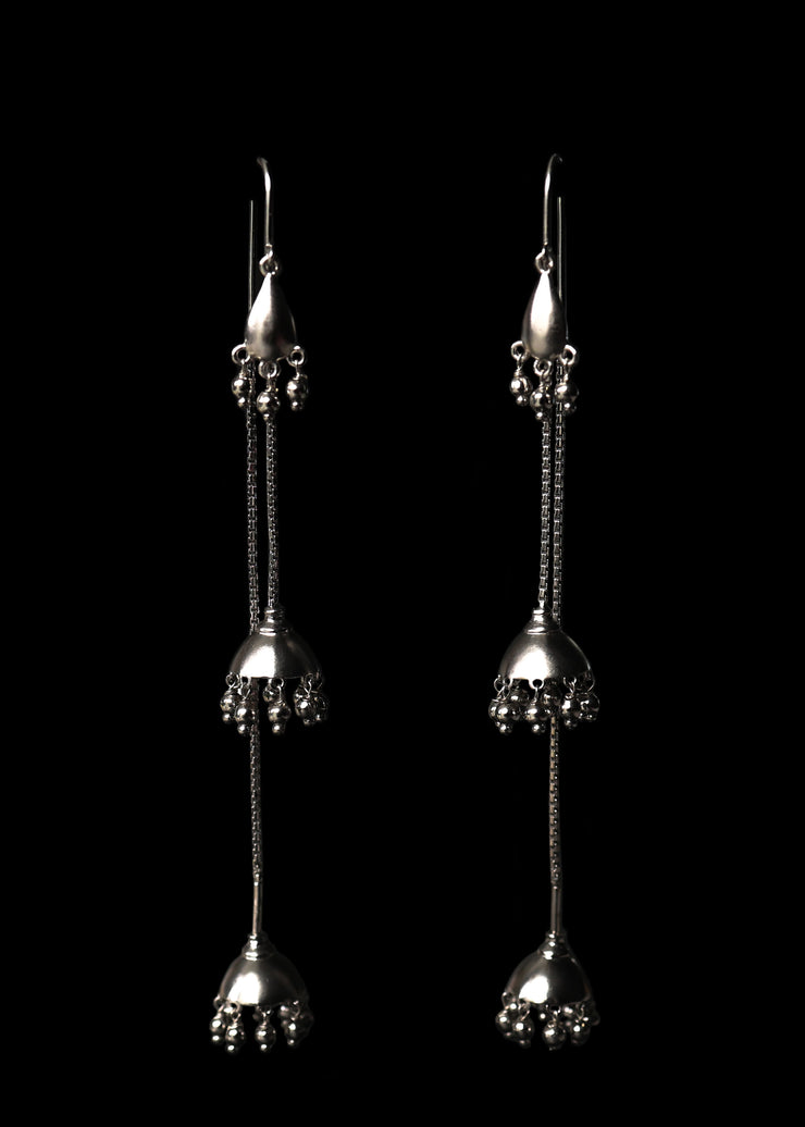 Darling Jhumkas in Silver Tone - Long
