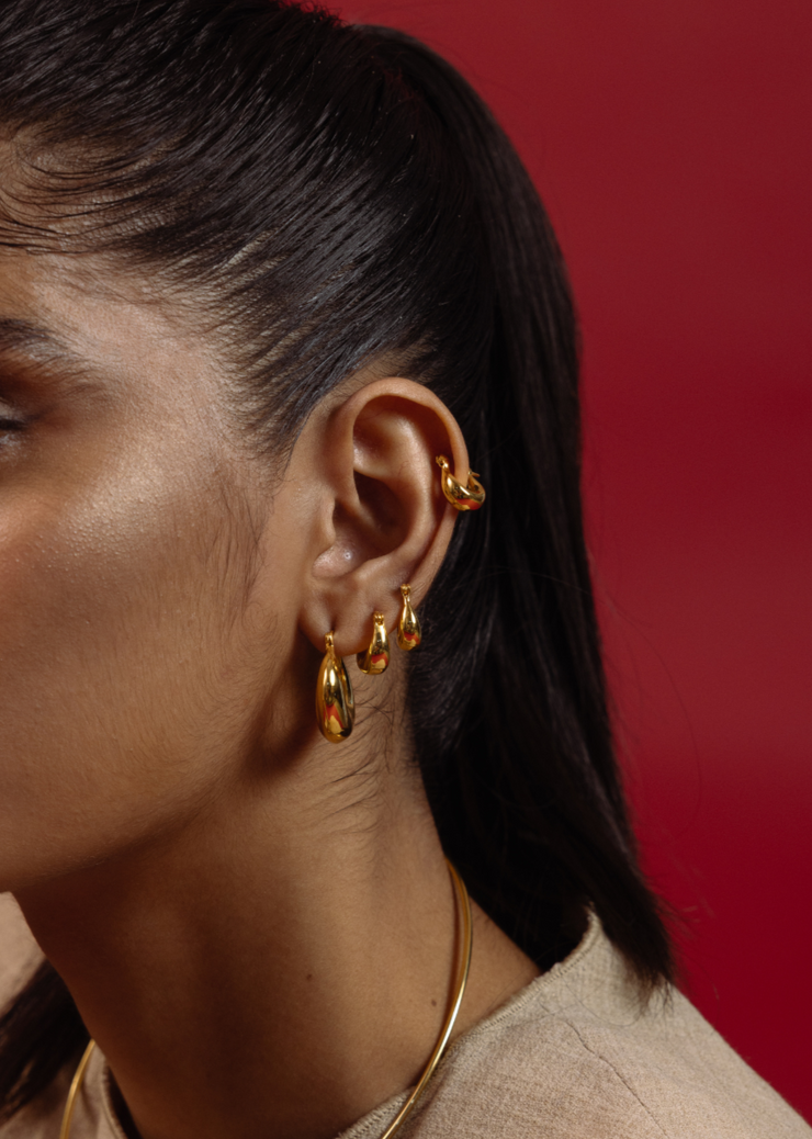Mini Nazia Hoops in Gold Tone