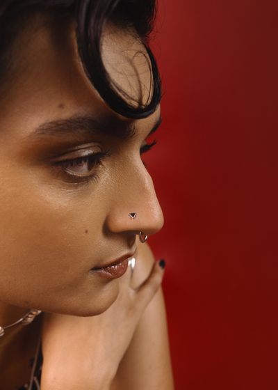 Gego Triangle Nose Pin in Silver