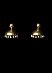 Zaha Irregular Baroque Pearl Jhumkas in Matte Gold Tone