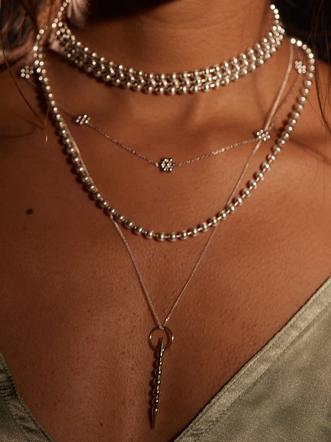Amira Single Ball Necklace in Silver Tone