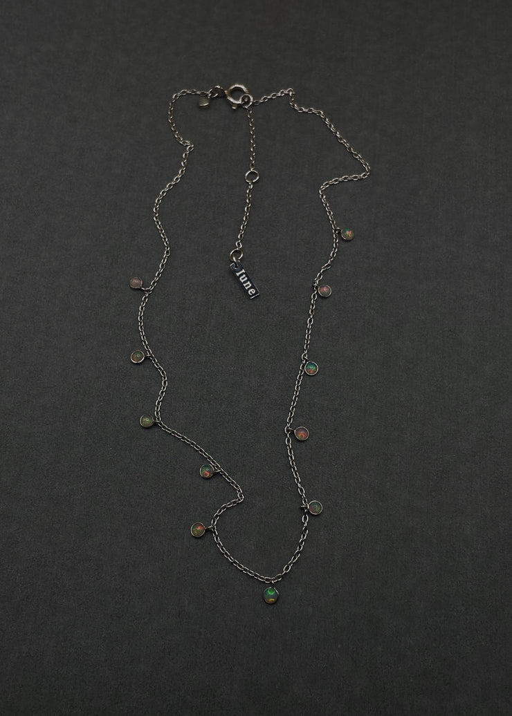 Opal Shaker Choker in Silver Tone