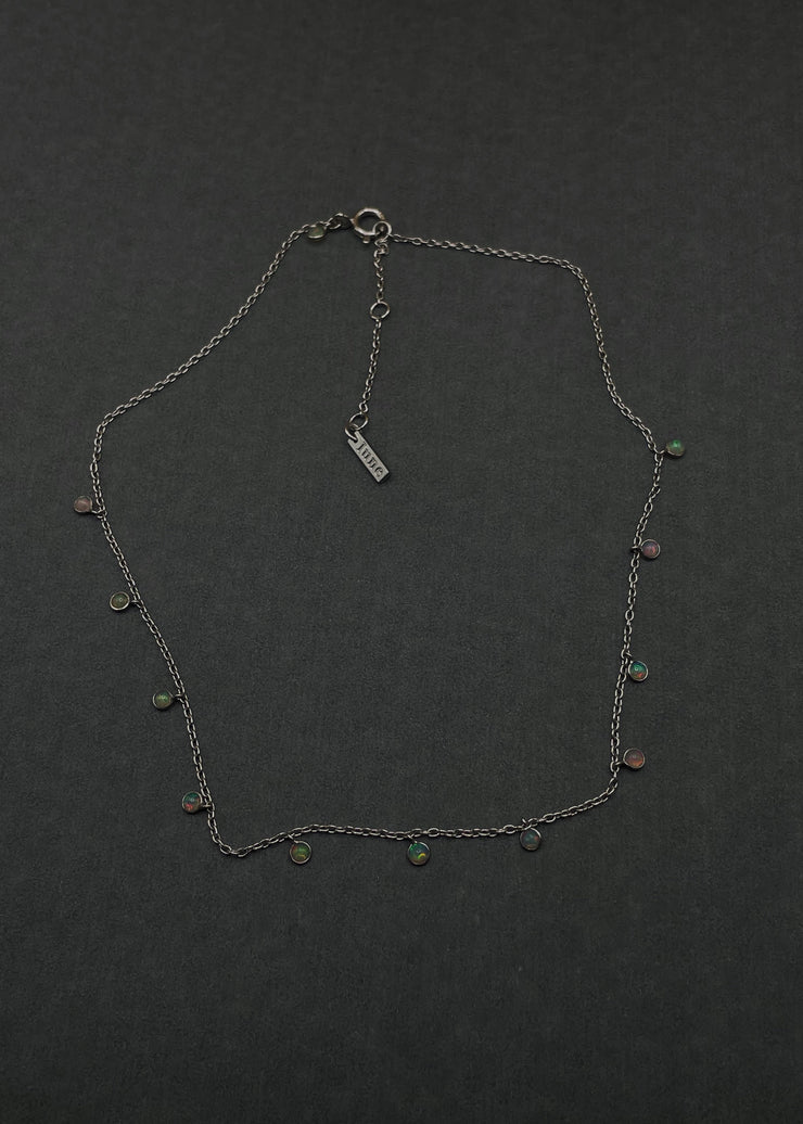 Opal Shaker Choker in Silver Tone