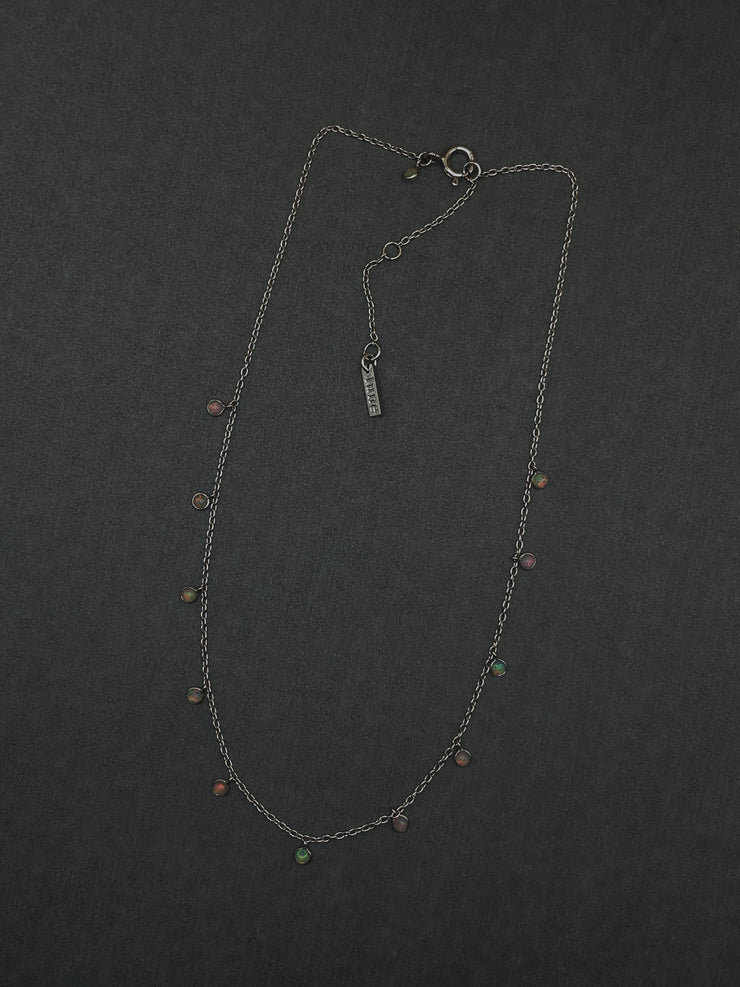 Opal Shaker Choker in Silver Tone
