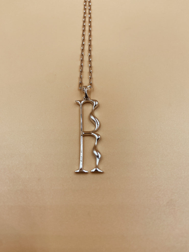 Letter R Necklace in 925 Sterling Silver