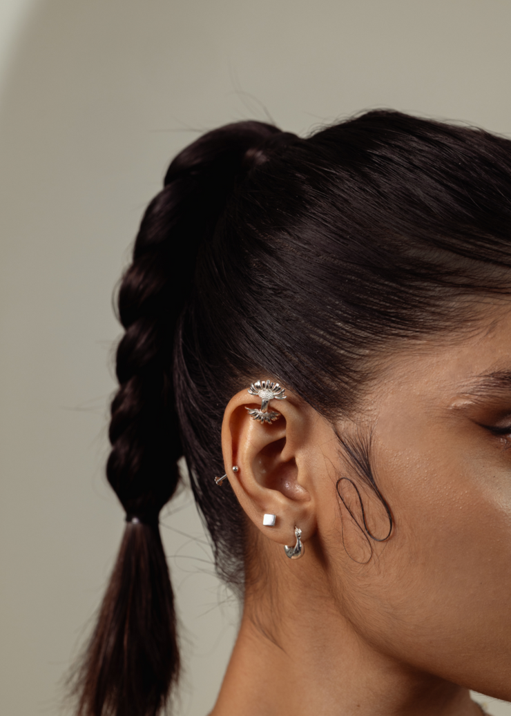 Mini Nazia Hoops in Silver Tone