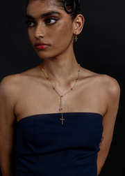 Mini Dori Cross Huggie Drops in Gold
