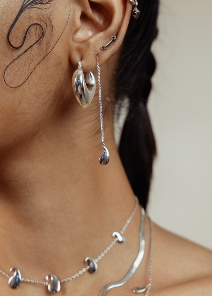 Fairuz Hoops in Silver Tone