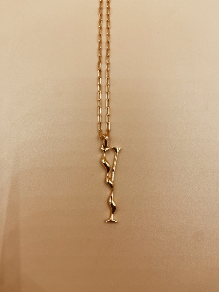 Letter Y Necklace in 925 Sterling Silver