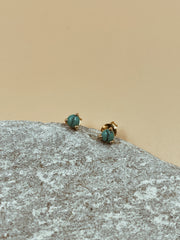Tiny Nebula Turquoise Dot Studs | 18kt Solid Gold