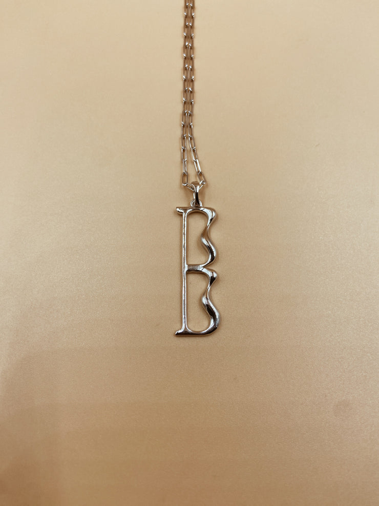 Letter B Necklace in 925 Sterling Silver