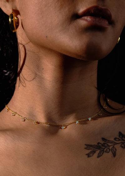 Opal Shaker Choker in Gold Tone